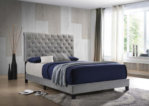 Warner Upholstered Queen Panel Bed - Grey