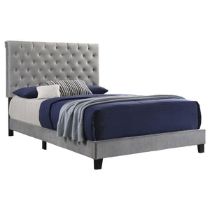 Warner Upholstered Queen Panel Bed - Grey