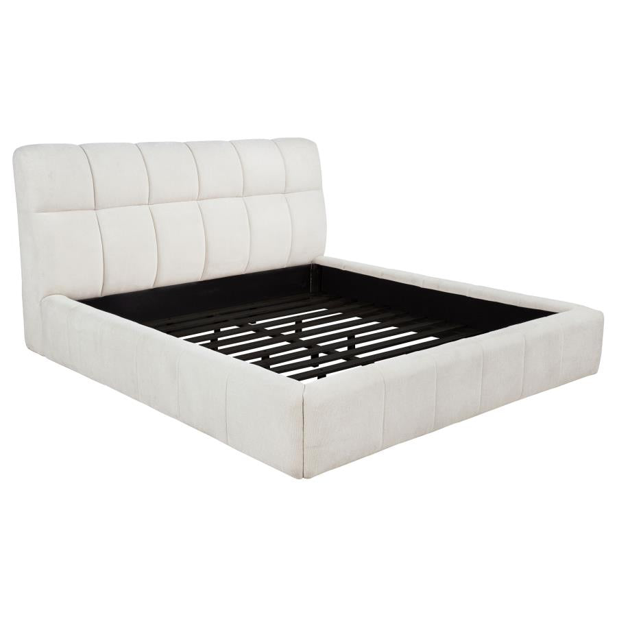 Nollet 48-inch Upholstered Eastern King Platform Bed - Cream