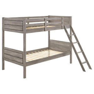 Ryder Wood Twin Over Twin Bunk Bed - Weathered Taupe