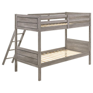 Ryder Wood Twin Over Twin Bunk Bed - Weathered Taupe