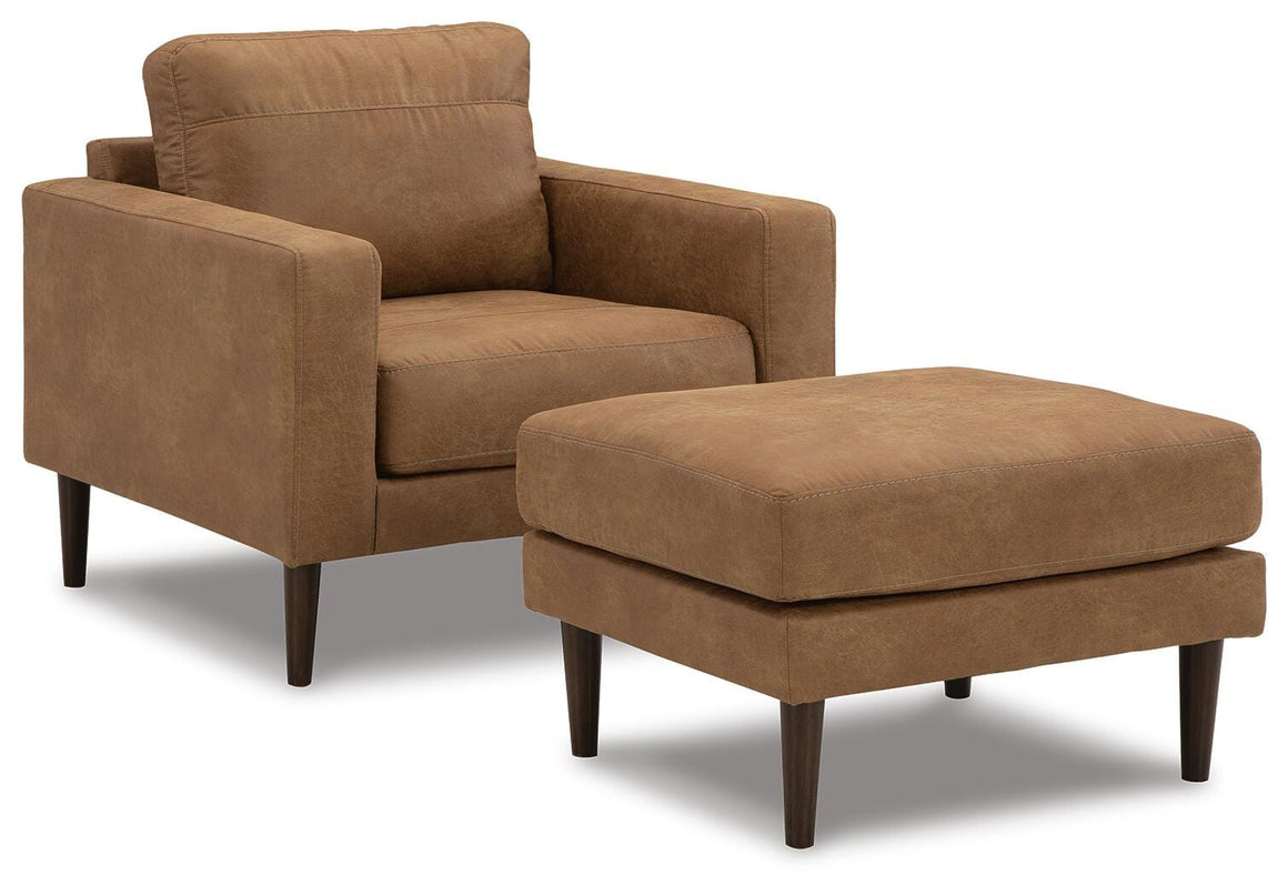 Telora Chair and Ottoman Set - Caramel