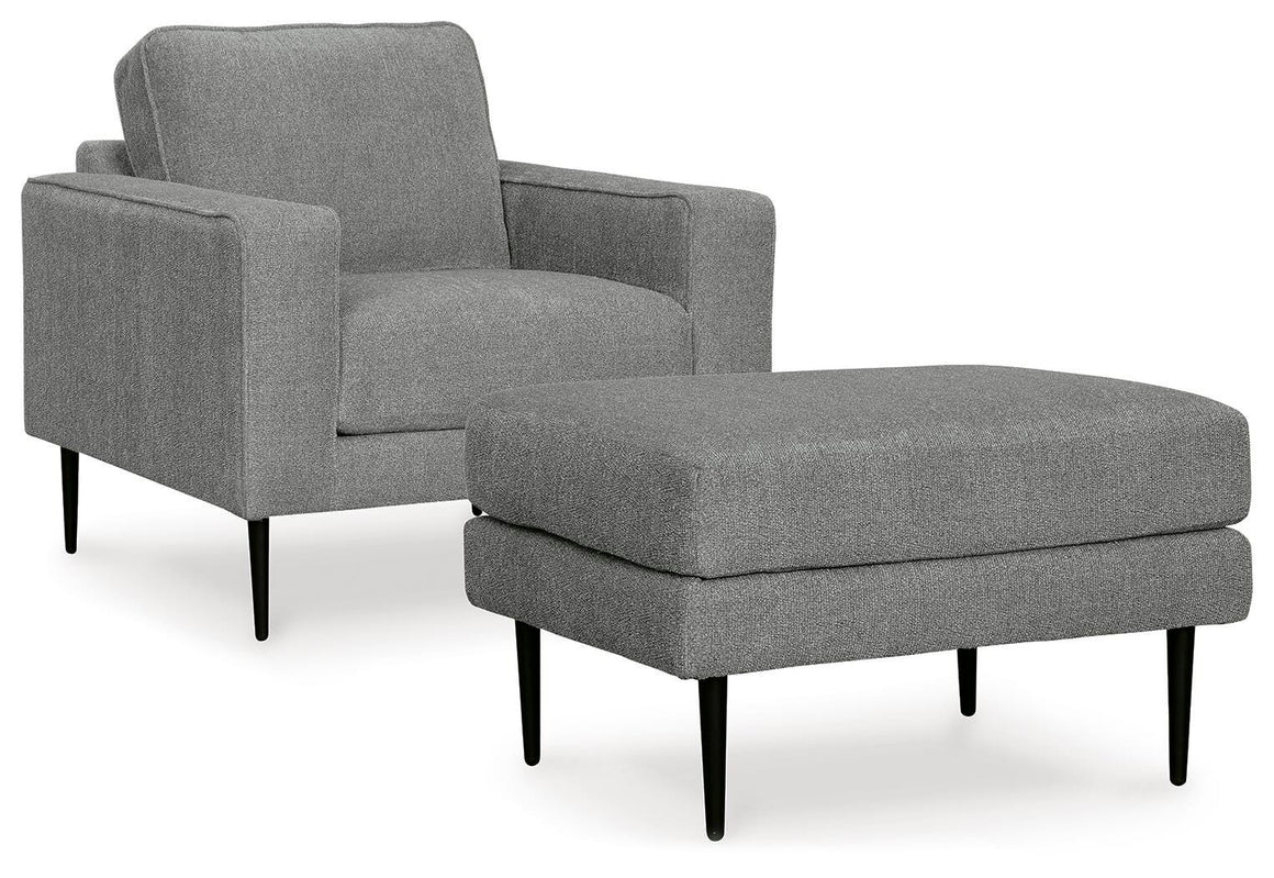 Hazela Chair and Ottoman Set - Charcoal
