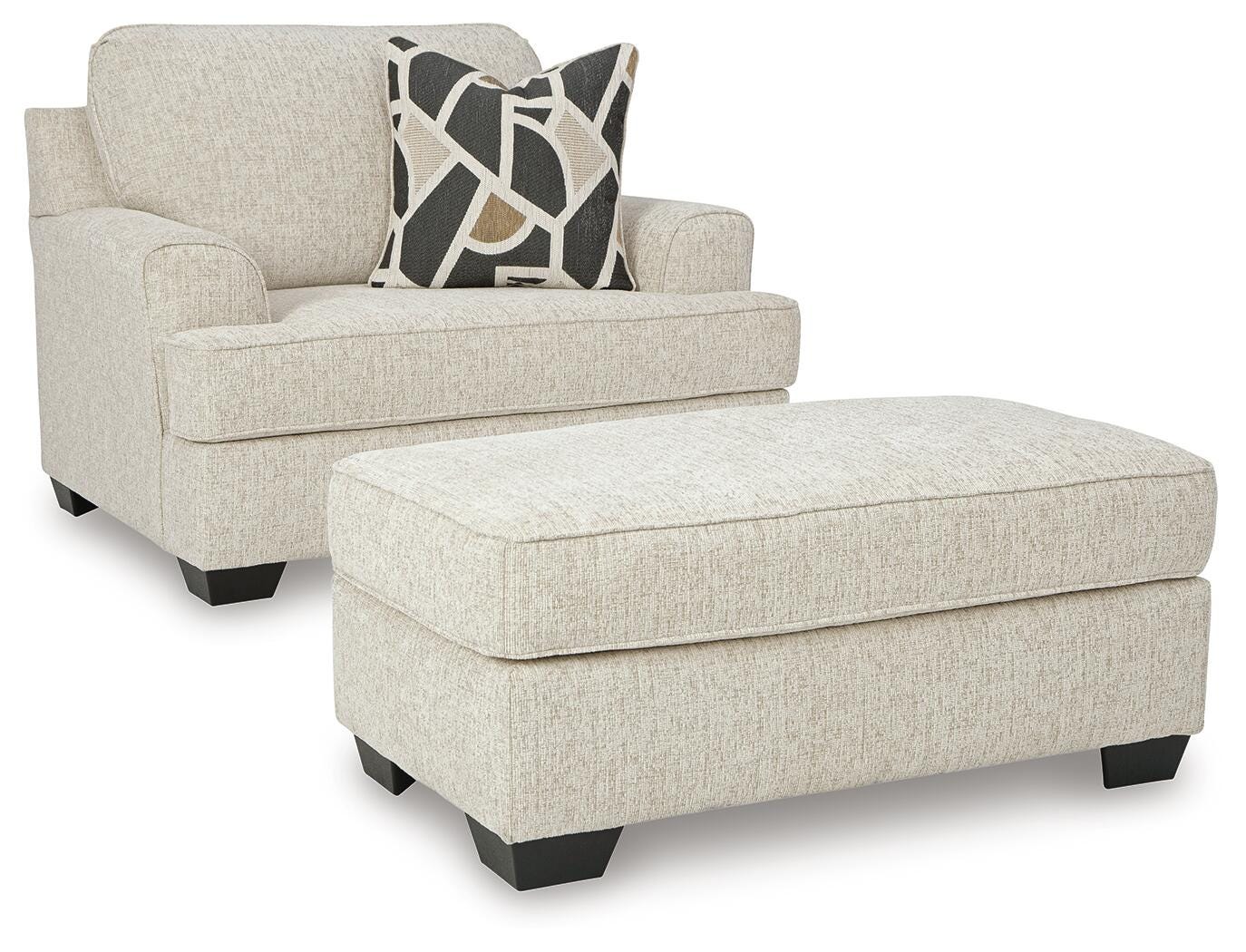 Heartcort Oversized Chair and Ottoman Set - Quartz