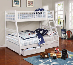 Ashton 2-drawer Wood Twin Over Full Bunk Bed - White