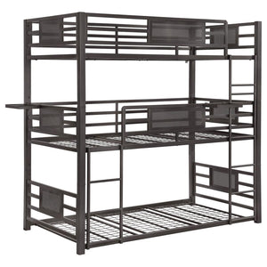 Rogen Metal Twin Triple Bunk Bed - Dark Bronze