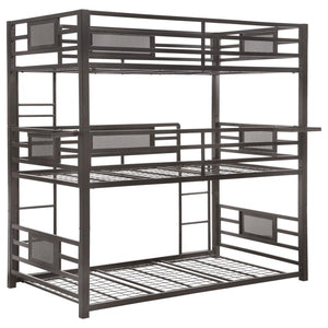 Rogen Metal Twin Triple Bunk Bed - Dark Bronze