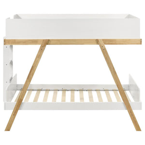 Frankie Wood Twin Over Twin Bunk Bed - White and Natural