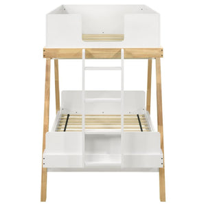 Frankie Wood Twin Over Twin Bunk Bed - White and Natural