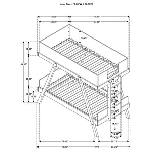Frankie Wood Twin Over Twin Bunk Bed - White and Natural