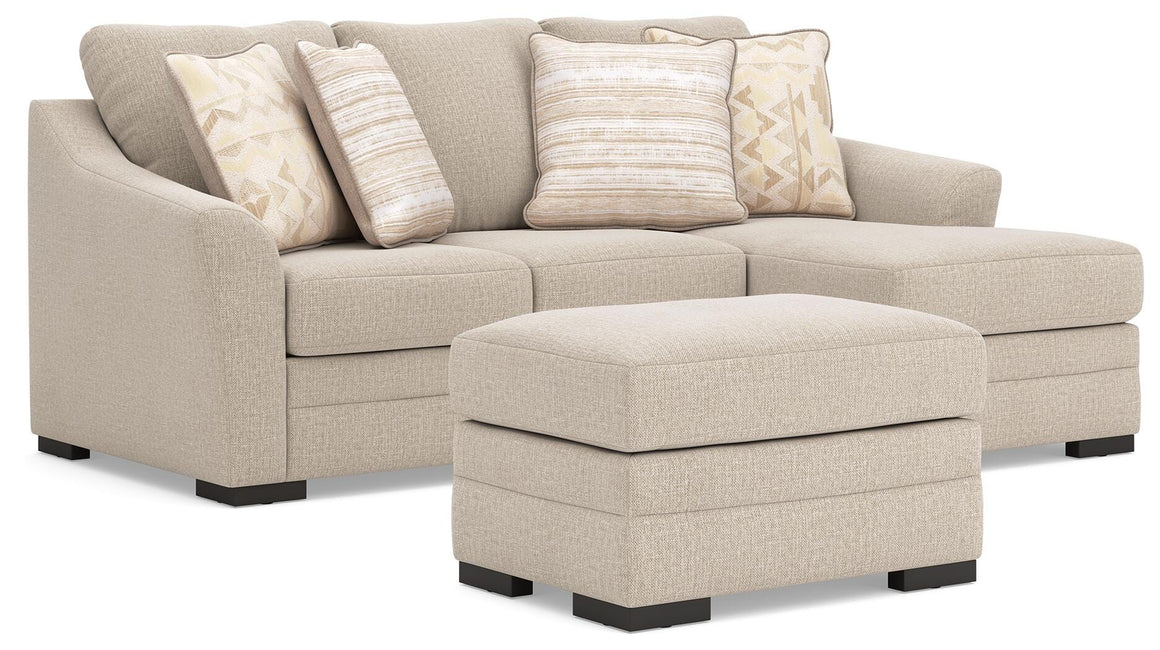 Lango Sofa Chaise and Ottoman Set - Jute