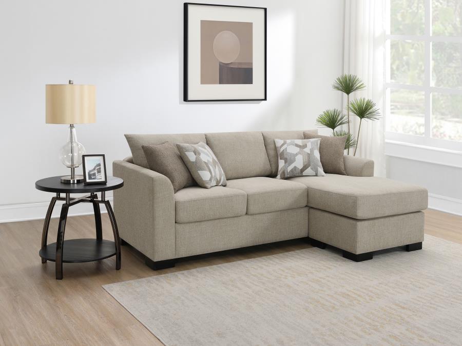 Storey Upholstered Sleeper Sectional Chaise Sofa - Camel
