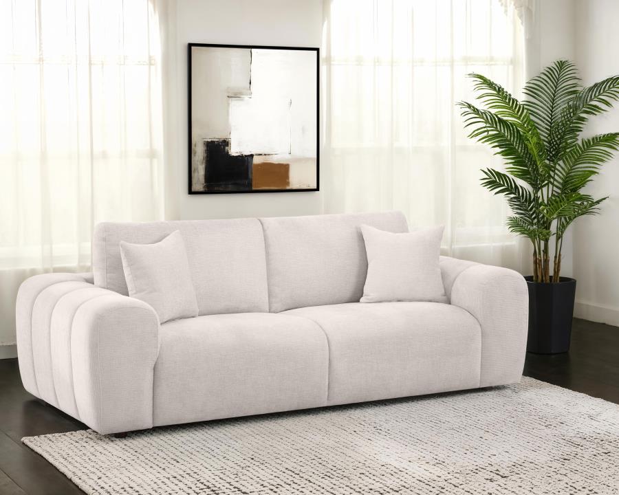 Burnett Chenille Upholstered Wide Arm Sofa - Ivory