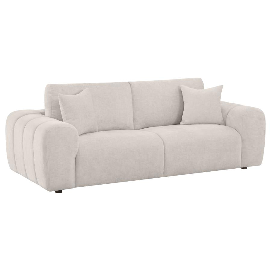 Burnett Chenille Upholstered Wide Arm Sofa - Ivory