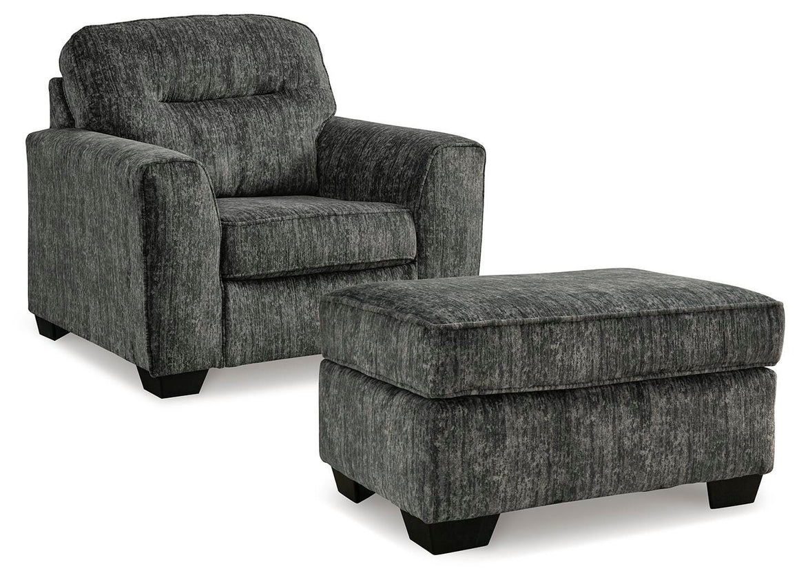 Lonoke Oversized Chair and Ottoman Set - Gunmetal