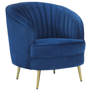 Sophia Upholstered Channel Tufted Barrel Accent Chair - Blue
