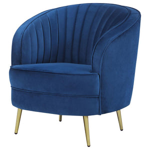 Sophia Upholstered Channel Tufted Barrel Accent Chair - Blue