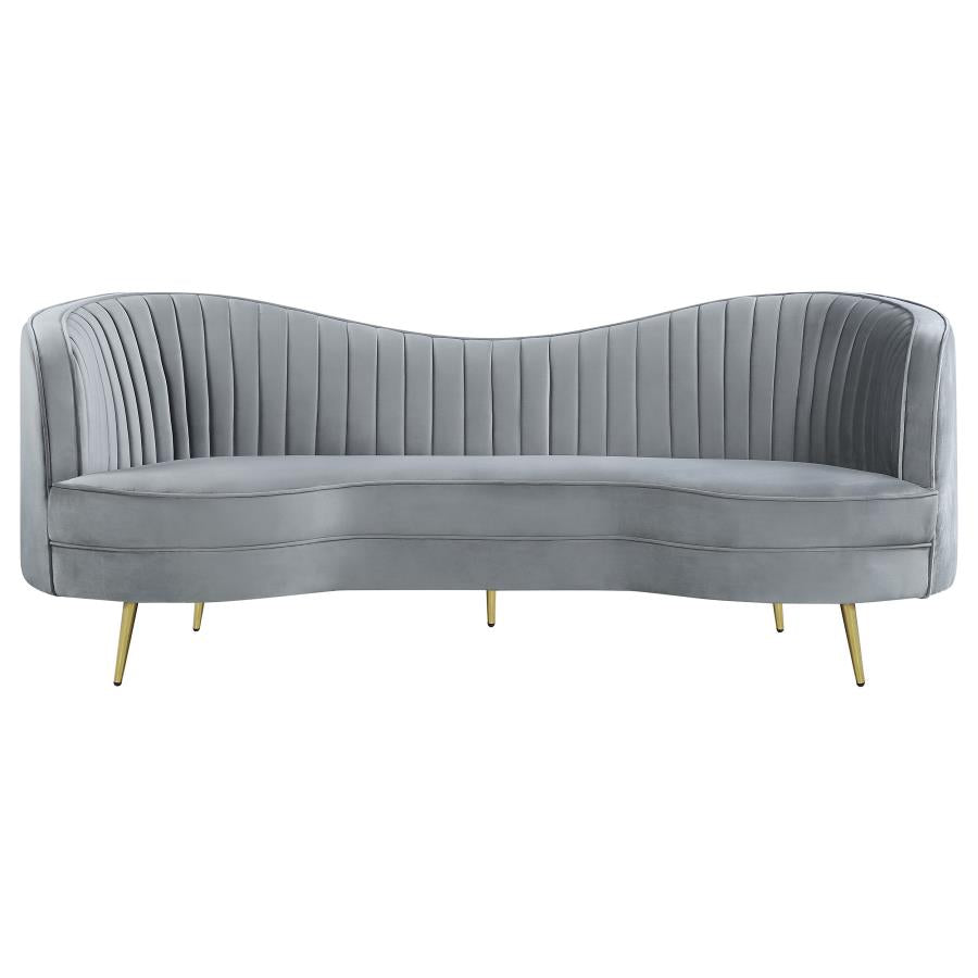 Sophia Upholstered Channel Tufted Sofa - Grey