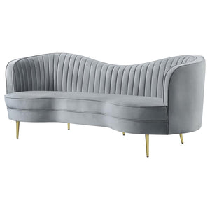 Sophia Upholstered Channel Tufted Sofa - Grey