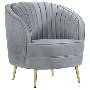 Sophia Upholstered Channel Tufted Barrel Accent Chair - Grey