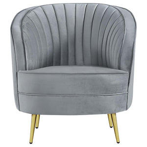 Sophia Upholstered Channel Tufted Barrel Accent Chair - Grey