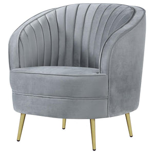 Sophia Upholstered Channel Tufted Barrel Accent Chair - Grey