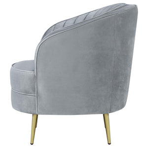 Sophia Upholstered Channel Tufted Barrel Accent Chair - Grey