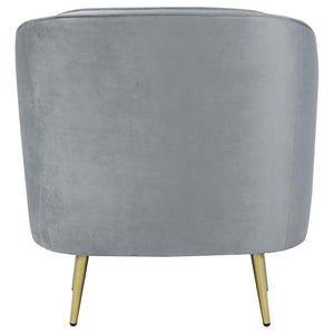 Sophia Upholstered Channel Tufted Barrel Accent Chair - Grey