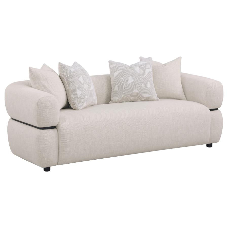 Jeanette 84-inch Fabric Upholstered Round Arm Sofa - Beige
