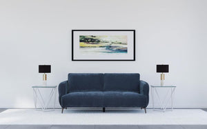 Lively Chenille Upholstered Modern Track Arm Sofa - Blue