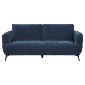Lively Chenille Upholstered Modern Track Arm Sofa - Blue