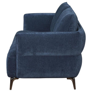 Lively Chenille Upholstered Modern Track Arm Sofa - Blue