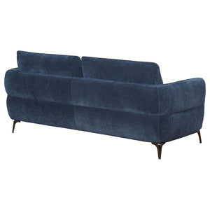 Lively Chenille Upholstered Modern Track Arm Sofa - Blue