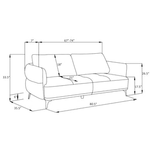 Lively Chenille Upholstered Modern Track Arm Sofa - Blue
