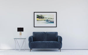 Lively Chenille Upholstered Modern Track Arm Loveseat - Blue