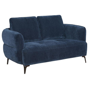 Lively Chenille Upholstered Modern Track Arm Loveseat - Blue