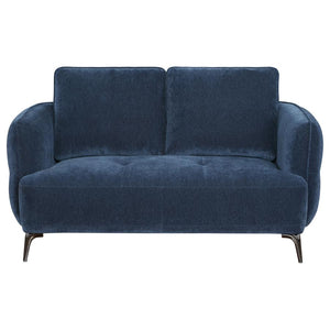 Lively Chenille Upholstered Modern Track Arm Loveseat - Blue