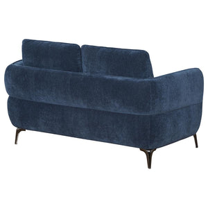 Lively Chenille Upholstered Modern Track Arm Loveseat - Blue