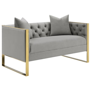 Eastbrook Velvet Upholstered Tufted Loveseat - Grey