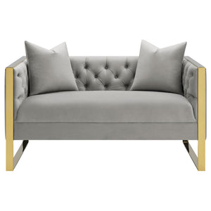 Eastbrook Velvet Upholstered Tufted Loveseat - Grey