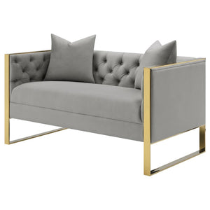 Eastbrook Velvet Upholstered Tufted Loveseat - Grey