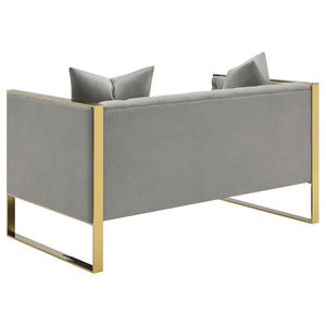 Eastbrook Velvet Upholstered Tufted Loveseat - Grey