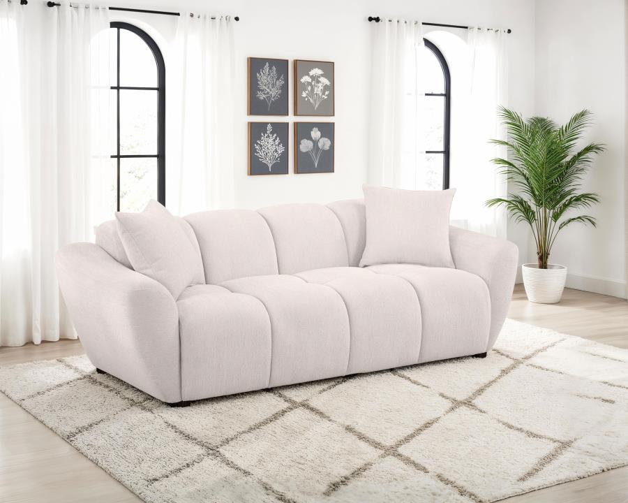 Destino Chenille Upholstered Splayed Arm Sofa - Greige