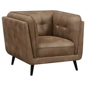 Thatcher Upholstered Tuxedo Arm Tufted Accent Chair - Brown
