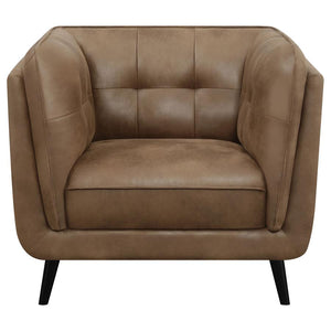 Thatcher Upholstered Tuxedo Arm Tufted Accent Chair - Brown