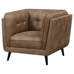 Thatcher Upholstered Tuxedo Arm Tufted Accent Chair - Brown
