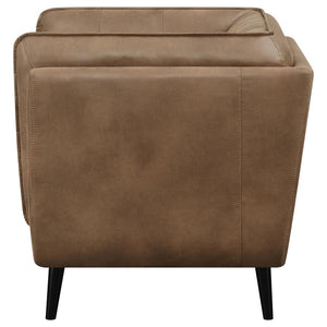 Thatcher Upholstered Tuxedo Arm Tufted Accent Chair - Brown