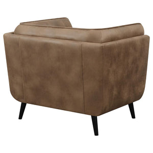 Thatcher Upholstered Tuxedo Arm Tufted Accent Chair - Brown