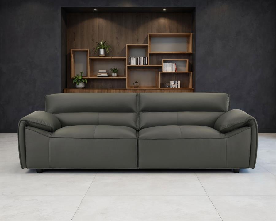 Buxton Top Grain Leather Upholstered Sofa - Graphite
