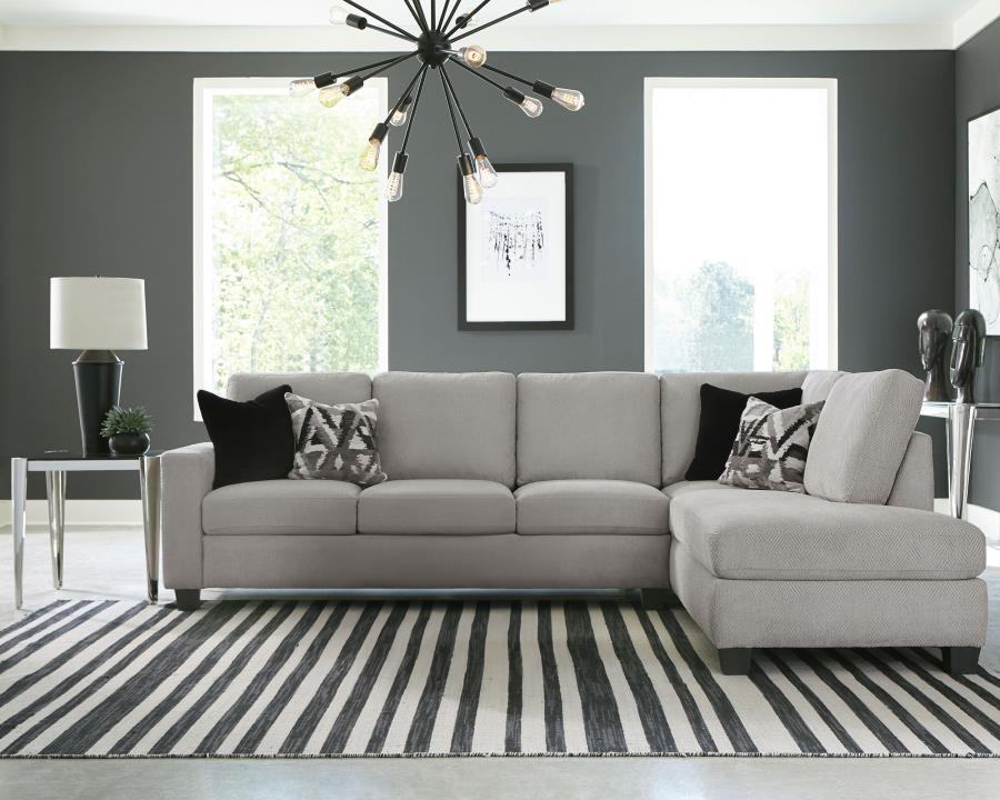 Whitson Upholstered Track Arm Sectional Chaise Sofa - Stone